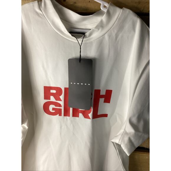 Sumwon Rich Girl White T Shirt Size Medium Women’s - Picture 3 of 5